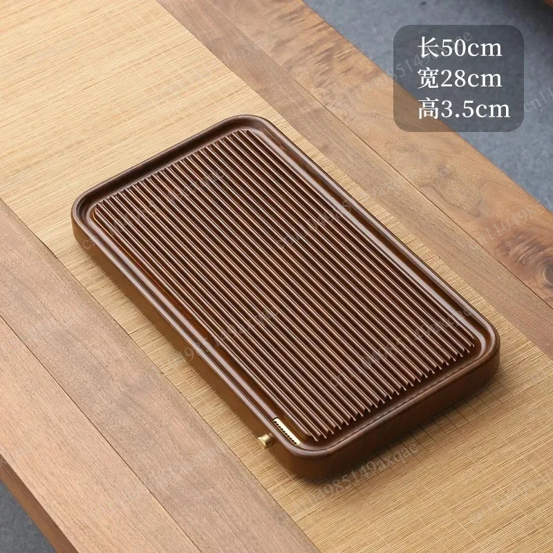Chinese Solid Wood Tea Tray Full Bakelite Drainage Tea Table Household Living Room Water Outlet Serving Tray For TeaCeremony