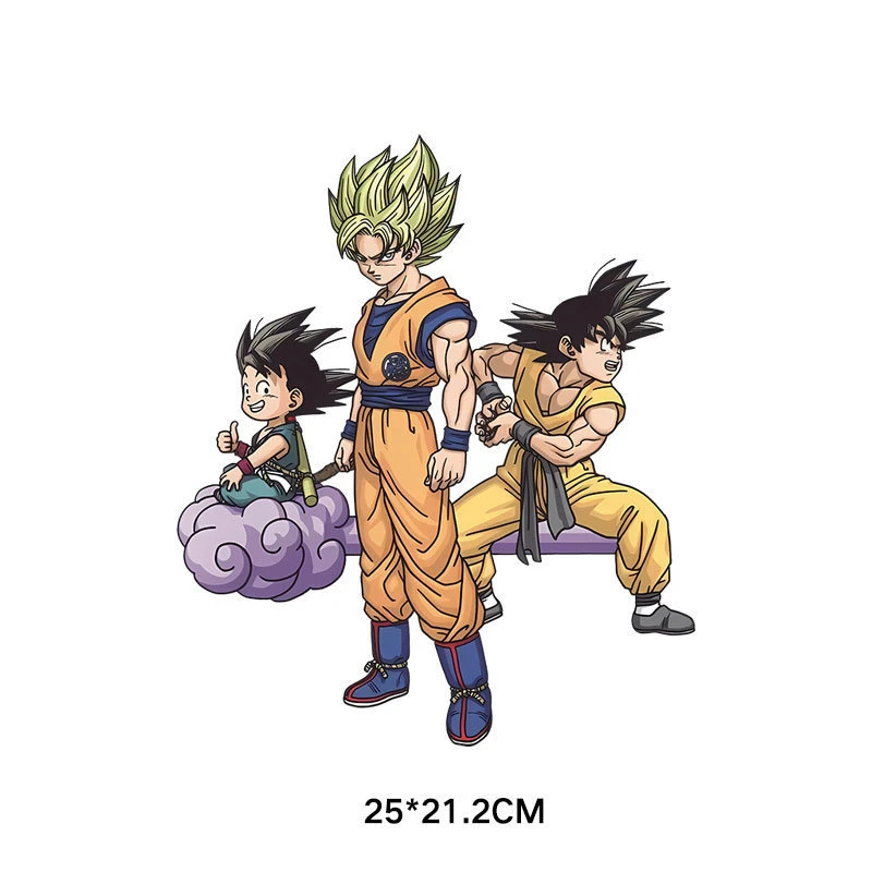 2 pçs dos desenhos animados anime dragon ball ferro-em remendos lavável criança camisetas diy decoração dos desenhos animados menina roupas saco apliques presentes