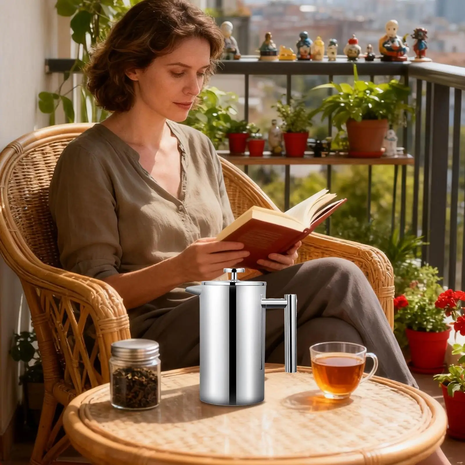 Tea Brew Press Pot Easy To Clean With Filter System Cold Brew Tea Pot Hand Press For Men Women Professionals Enthusiasts Kitchen