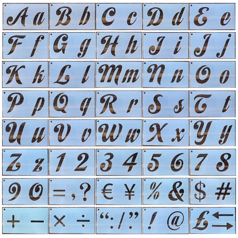 

40 Pcs PET English Letters Stencils Set Drawing Template Ruler DIY Painting Template Geometric Hollow Out Scrapbooking Embossing