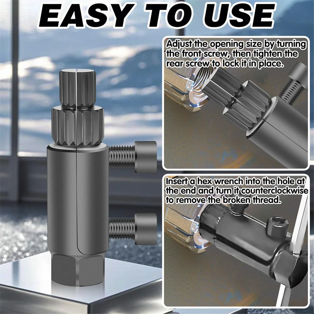 A002 Broken Pipe Thread Extractor Tool Broken Valve Thread Extractor, Faucet Removal Tool for 1/4in 3/8in Damaged Water Pipe