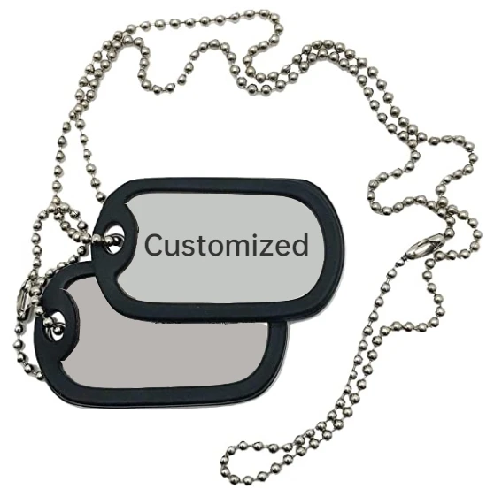 Personalized Stainless Steel Dog Military Army Tags Customized Laser Engraved Name Character Photo Picture Bead Chain Necklace