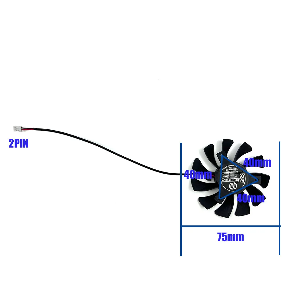 Ventilador HA8010H12F-Z GTX 1030 de 75MM y 2 pines para refrigeración de tarjetas gráficas MSI Geforce GTX 750Ti 750 N740 GTX730 GTX740 R7 250