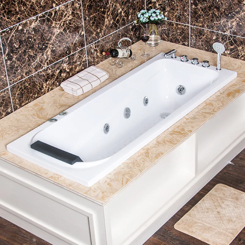 Bathtub Embedded Skirtless Surf Massage Intelligent Thermostatic Heated Bathtub Acrylic 1.2-1 M Rectangle
