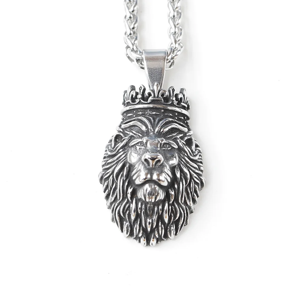 2024 Nowość dla nastolatków Vintage Lion HEAD Wisiorek Naszyjnik 316L Stal nierdzewna Mężczyźni Łańcuch zwierzęcy Gotycka biżuteria Prezent na imprezę