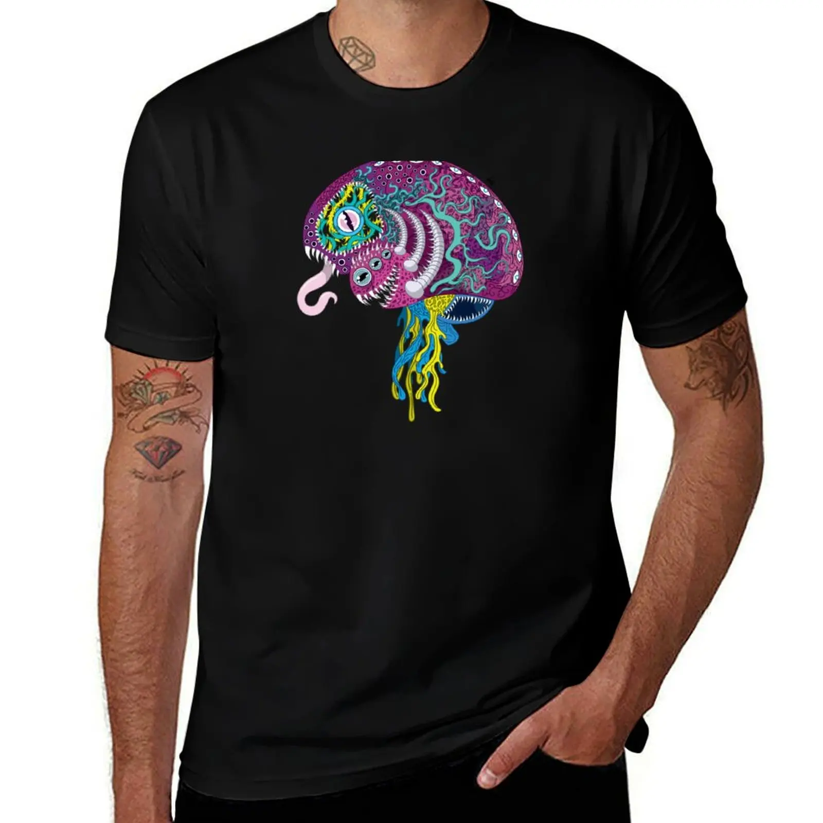 Eldritch Brain T-Shirt Heavy Duty Casual Work Tee T-Shirt