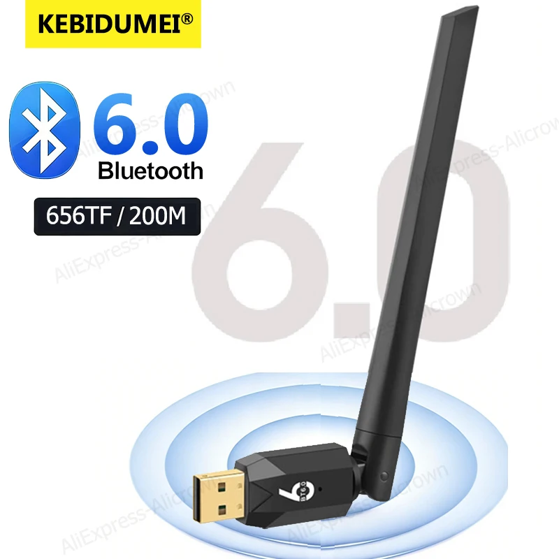 

KEBIDUMEI 200M USB Bluetooth 6.0 адаптер-донгл для ПК, беспроводной динамик, мышь, музыка, аудио, Bluetooth 5.4 приемник-передатчик