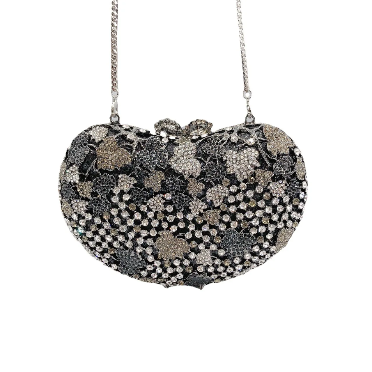 حقيبة عشاء ماسية من أوراق العنب، حقيبة الكاجو، حقيبة يد من حجر الراين، حقيبة يد