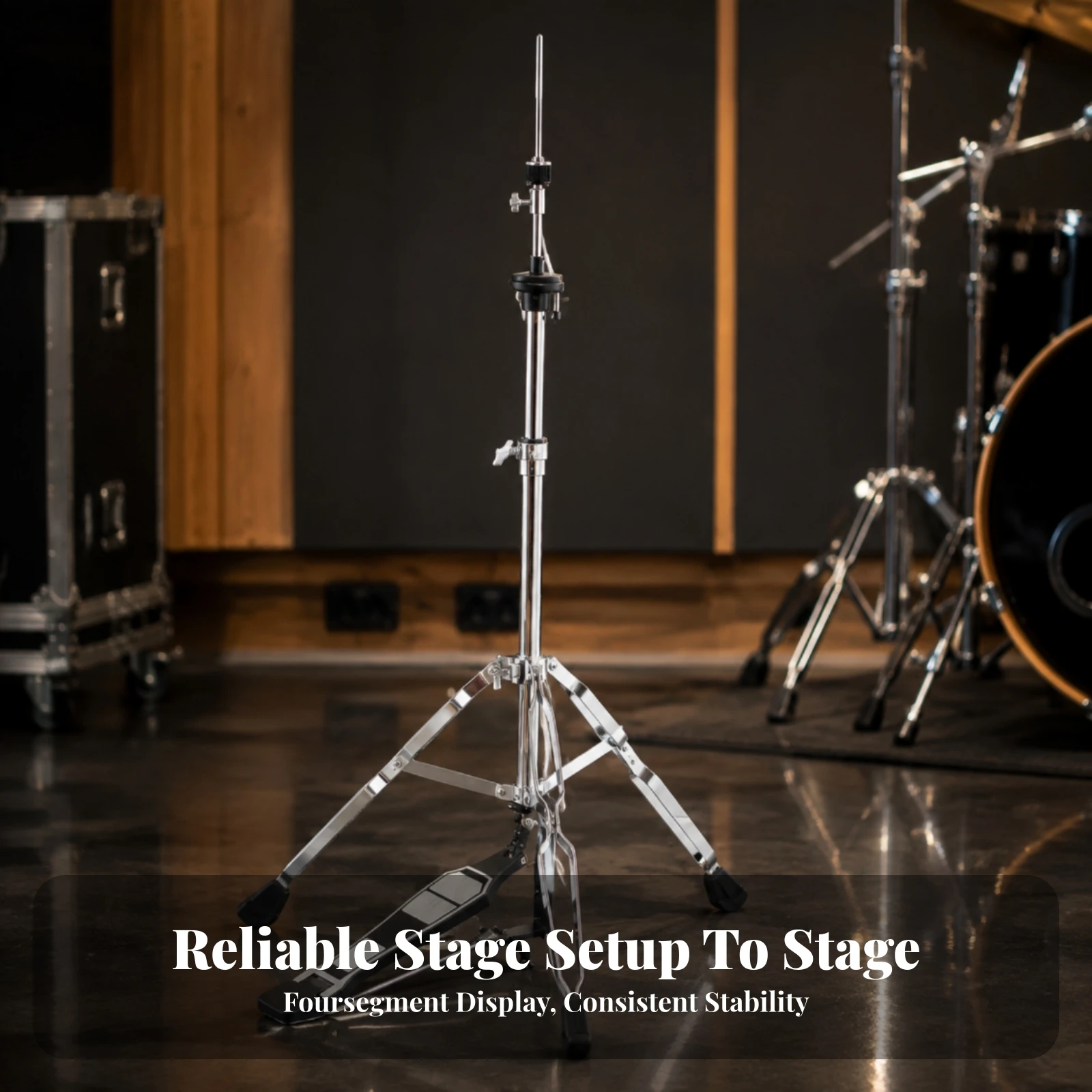Hi-Hat Stand with Pedal Heavy-Duty Hi-Hat Stand Hardware Adjustable Stable for Drummers, Stage, Practice Rooms