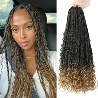 Trenzas de caja de diosa, cabello de ganchillo, 8 ~ 24 pulgadas, 8 paquetes, postizo trenzado sintético, trenzas de caja Boho, cabello de ganchillo, Halloween Navidad