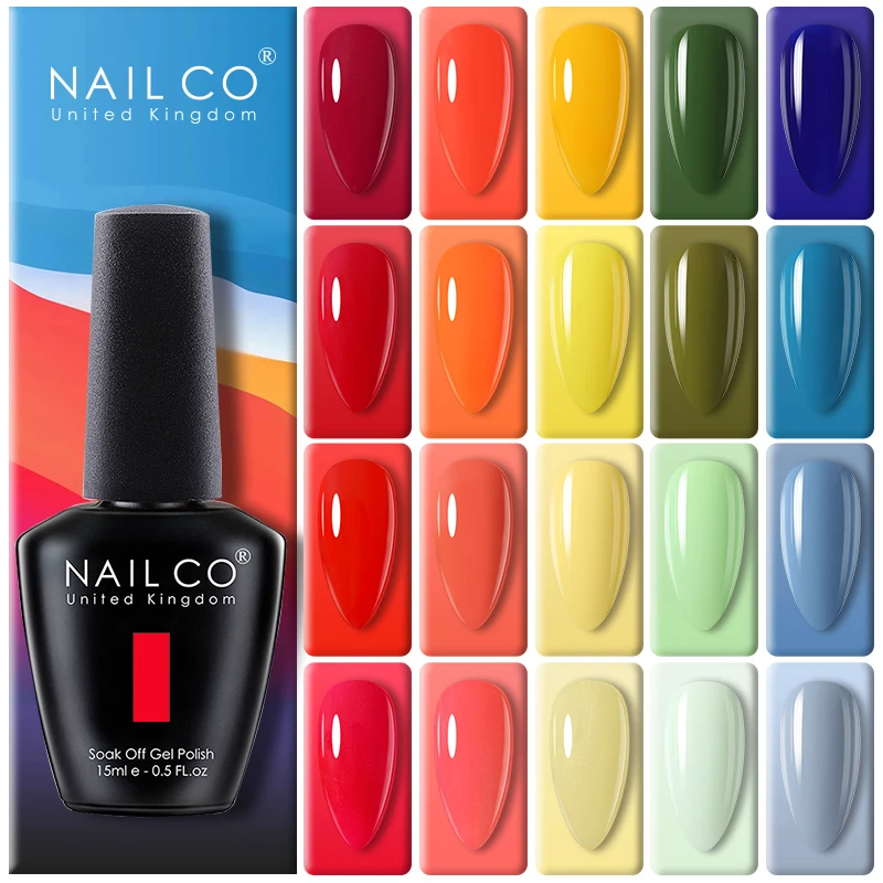 NAILCO 하이브리드 네일 젤 광택제, 여름 매니큐어, UV 탑 코트, 베이스 레드, 블루 컬러, 에스멀트 네일 아트 젤, 부족 광택제, 15ml 