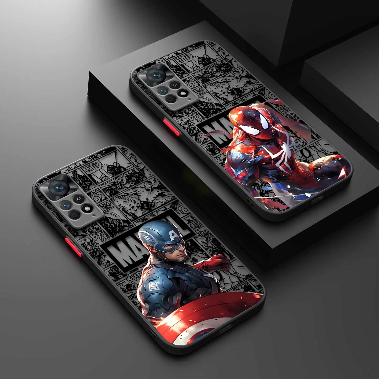 Matte Case For Redmi Note 11 12 12S 10 Pro 8 9 8T 11T 9S 10S 11S Redmi 12 10 K40 9 12C Marvel Captain America Spider Man