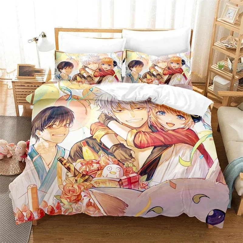 3D Printed Anime Gintama Gintoki Sakata Bedding Set Duvet Cover Double Twin Full Queen King Adults Kids Bedclothes Quilt Cover