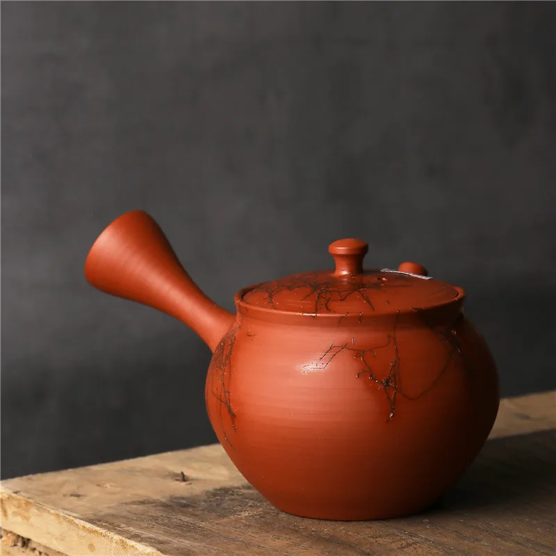 Japanese Original Imported Normal Burning Side Handle Teapot Yuguang Cinnabar Sand Algae Hanging Urgent Pot