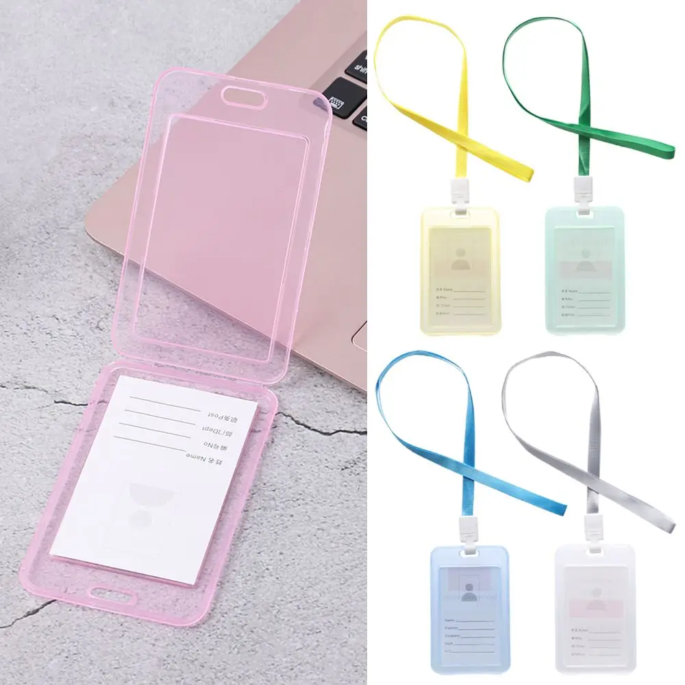 معرض غطاء بطاقة الطالب اسم العلامات حافلة حامل بطاقة الائتمان بطاقة العمل التجارية مزدوجة الوجهين حامل اسم الهوية الشفافة