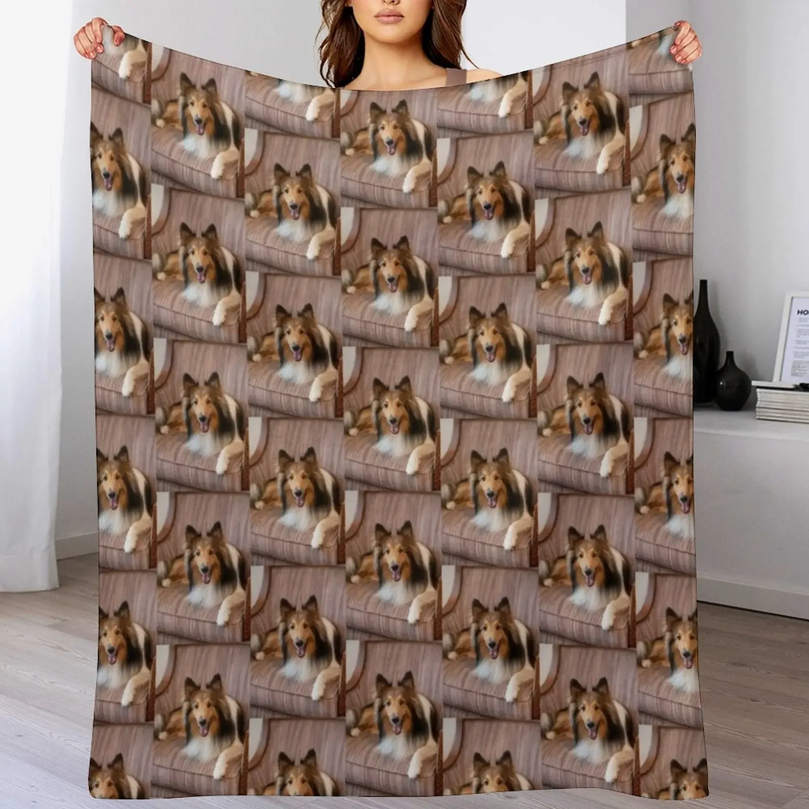 

New Cute Sheltie dog resting Throw Blanket Fashion Sofas blankets ands Flannel Large Blankets