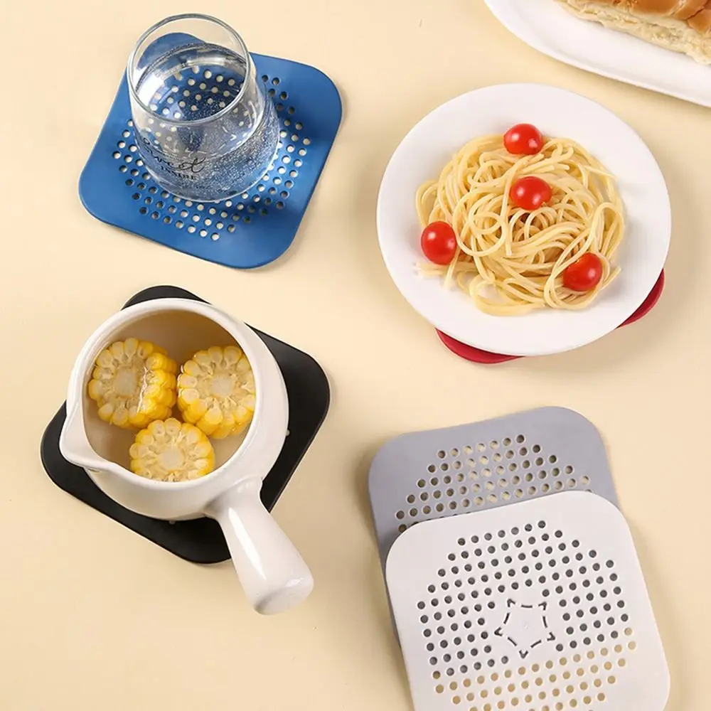 

Portable Drain Hair Catcher Filter Sink Durable Multifunction Anti-blocking Mat Wear-resistant Quadrate Silicone Mat Floor Drain