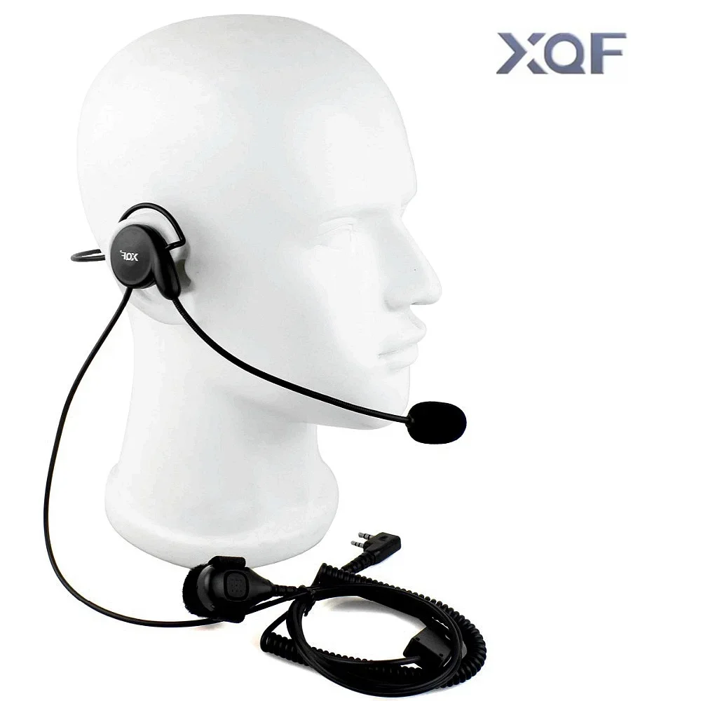 

XQF Head-mounted Headset with Finger PTT Key Microphone K Plug 2Pin for BAOFENG Kenwood HAM Radio Accessory Mic Headphone