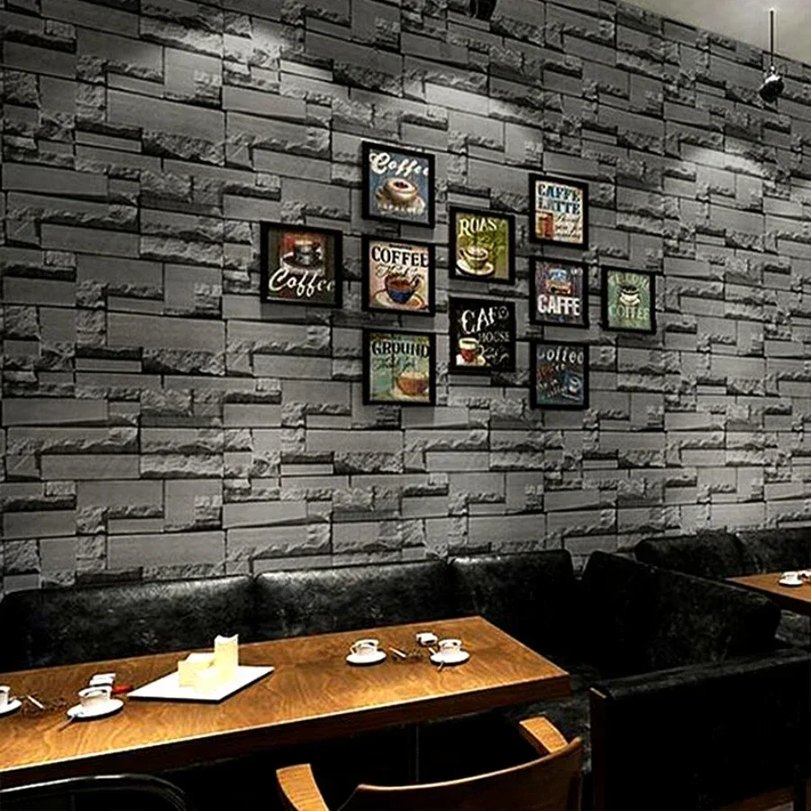 Gray Imitation Brick Pattern Self-adhesive Wallpaper Restaurant Clothing Store Background Wall Gray Brick Wall Sticker