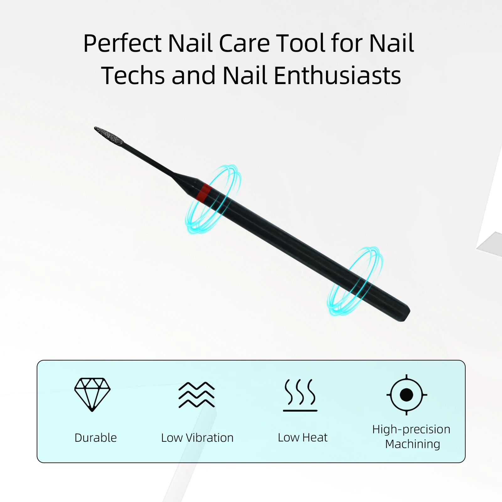 HYTOOS 1mm Mini Cone Cuticle Clean Nail Drill Bit, Black Russian Diamond Nail Bits Nail Cleaner Accessories for Dead Skin