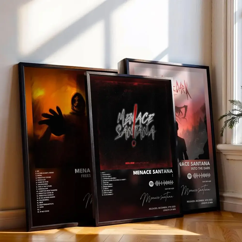 Menace-Póster artístico de Santana, cubierta de canciones, música, Rap, pared, pegatina de papel impermeable para decoración del hogar y la sala de estar