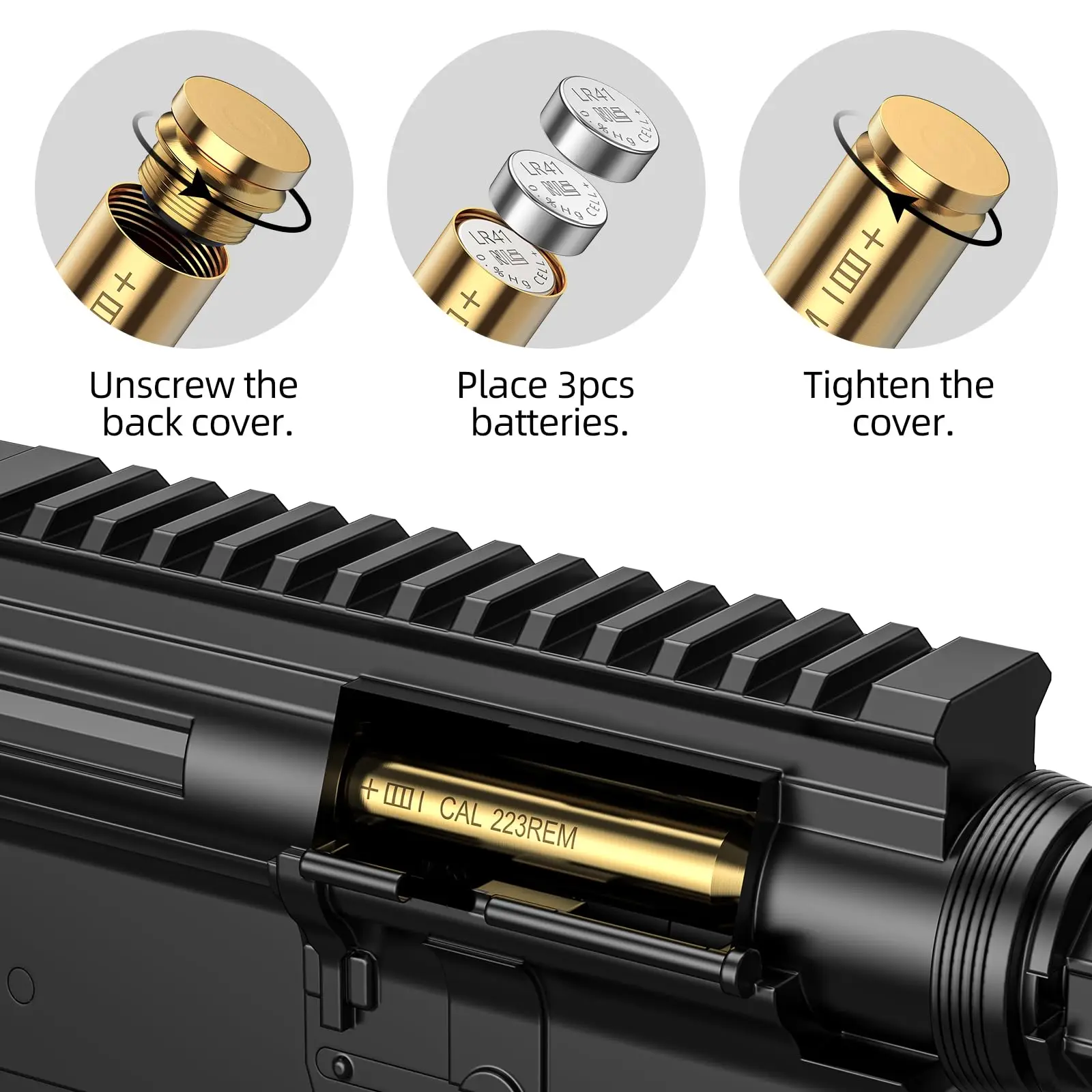 EZshoot Bore Sight 223 5,56 mm roter Laser-Schussprüfer mit zusätzlichen Batterien zum Sichtfahren, Jagd, Schießen im Freien, Messing