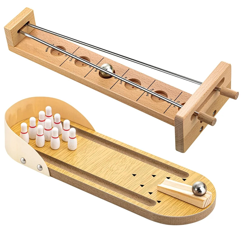 Classic Shoot The Moon Wooden Game Table Top Bowling Hand Eye Coordination Desk Toys Gifts For Teens Adults Relieve Stress