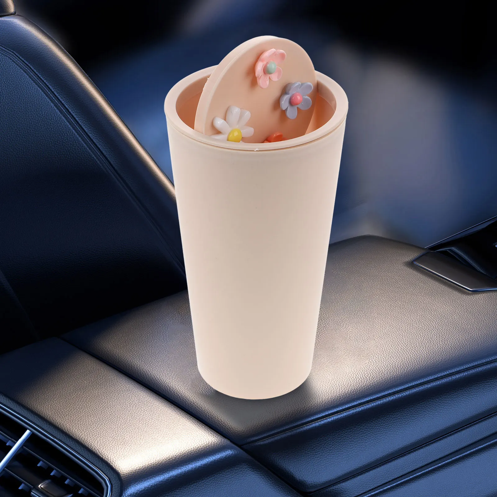 

Cute Flower Pattern Car Trash Can Cup Holder Mini Bin Automotive Garbage Organizer for Vehicle Interior Car Trash Can Cup Holder