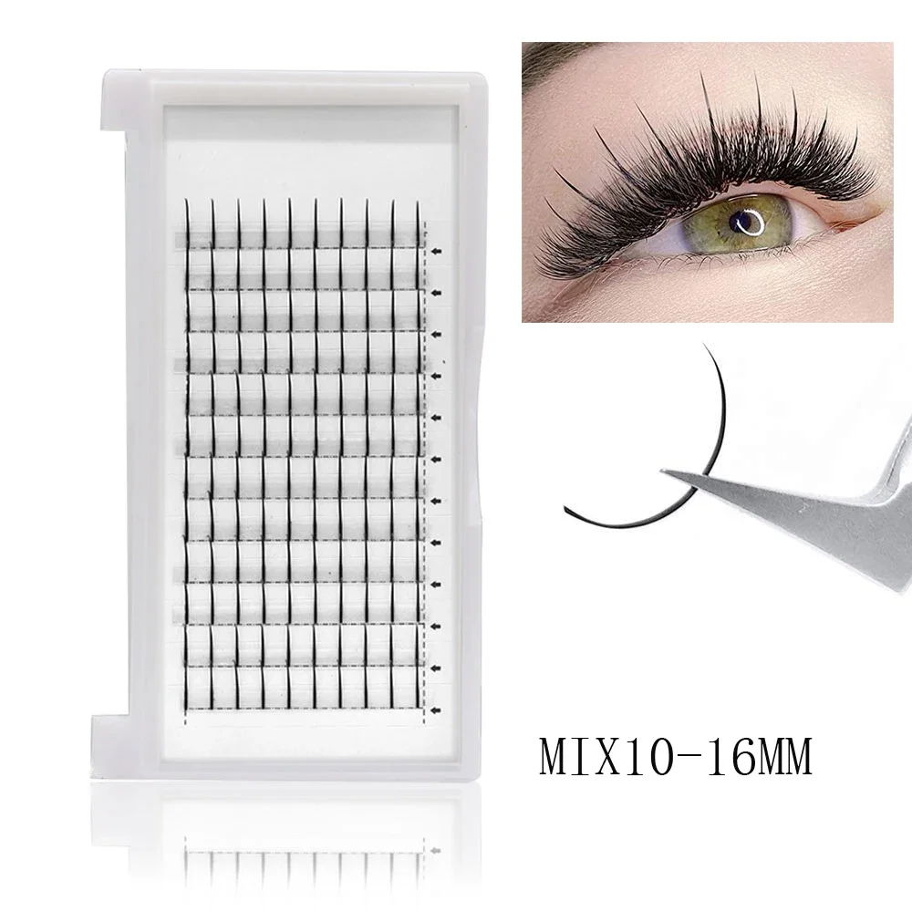 جديد 12 صفًا من الرموش ذاتية التطعيم على شكل حرف A/M ملحقات رموش صناعية مسبقة الصنع بطول مختلط رموش صناعية خرافية