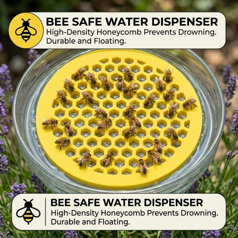 Bee Drinking Trays Round Floating Bee Island Water Catcher Cup Tray Foam Feeder Honeycomb Beekeeping Setups Garden Waterer Decor