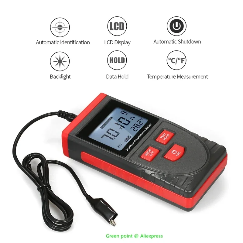 5PC Design Surface Resistance Meter WT311 Three Ways To Simultaneously Display Resistance Test With LCD Backlight Measuring Tool