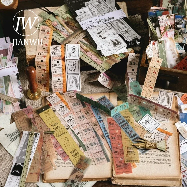 JIANWU Vintage Plant Ticket Bill Label Landscape Material Collage Scrapbooking Sticker Creative DIY Journal Stationery