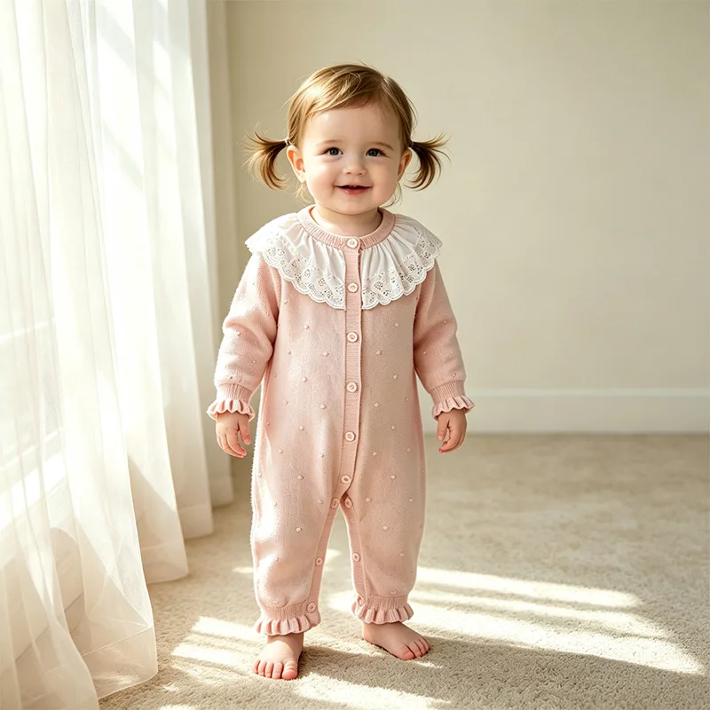 ZOETOPKID Baby Rompers Newborn Baby Clothes Long Sleeve Knitted Warm Kid's Autumn Clothing Knitting Rompers 0-24m Cute Overalls