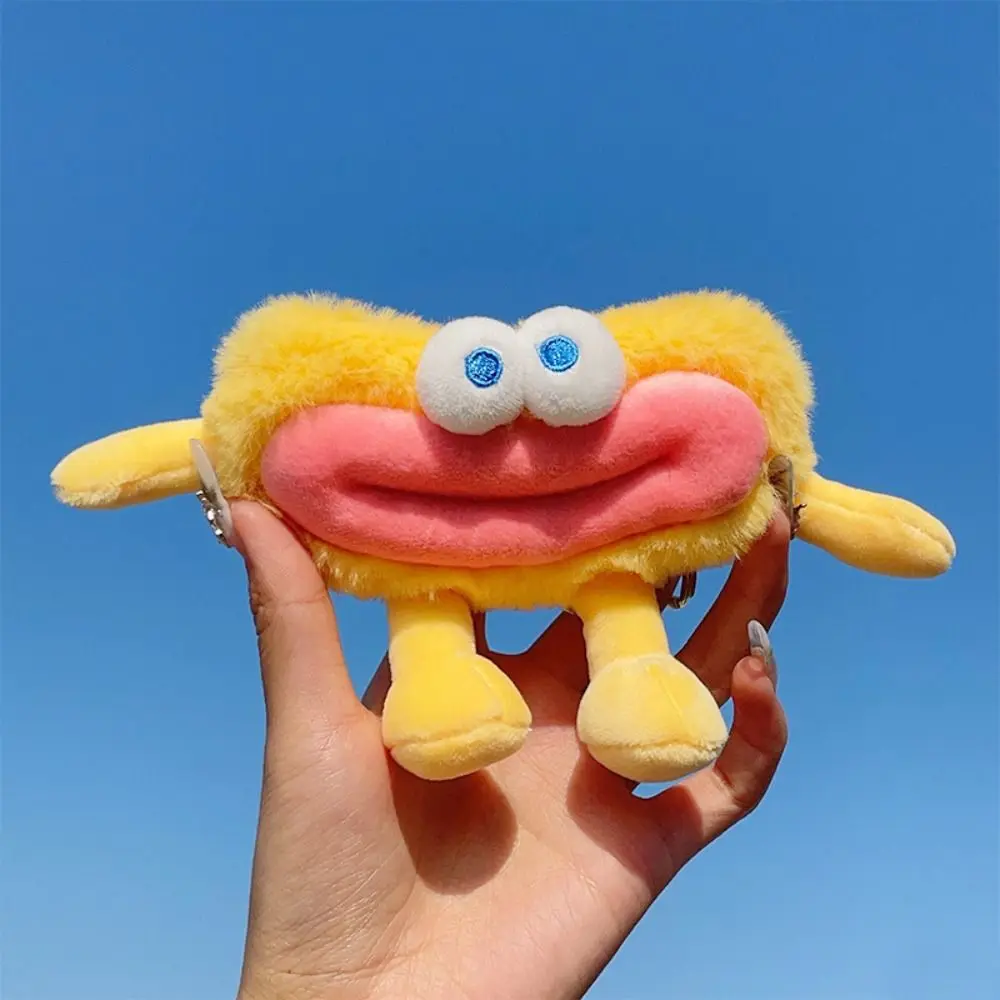 Plushies Funny Big Mouth Keychain Fashion Plush Stuffed Mini Big Eyes Plush Pendant Kawaii Dopamine Sausage Mouth Keyring Girls