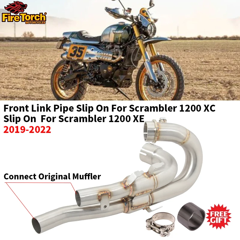 Slip On For TRIUMPH Scrambler 1200XC 1200XE 1200 XC XE 2019-2022 Motorcycle Exhaust Escape Moto Systems Tube Front Link Pipe