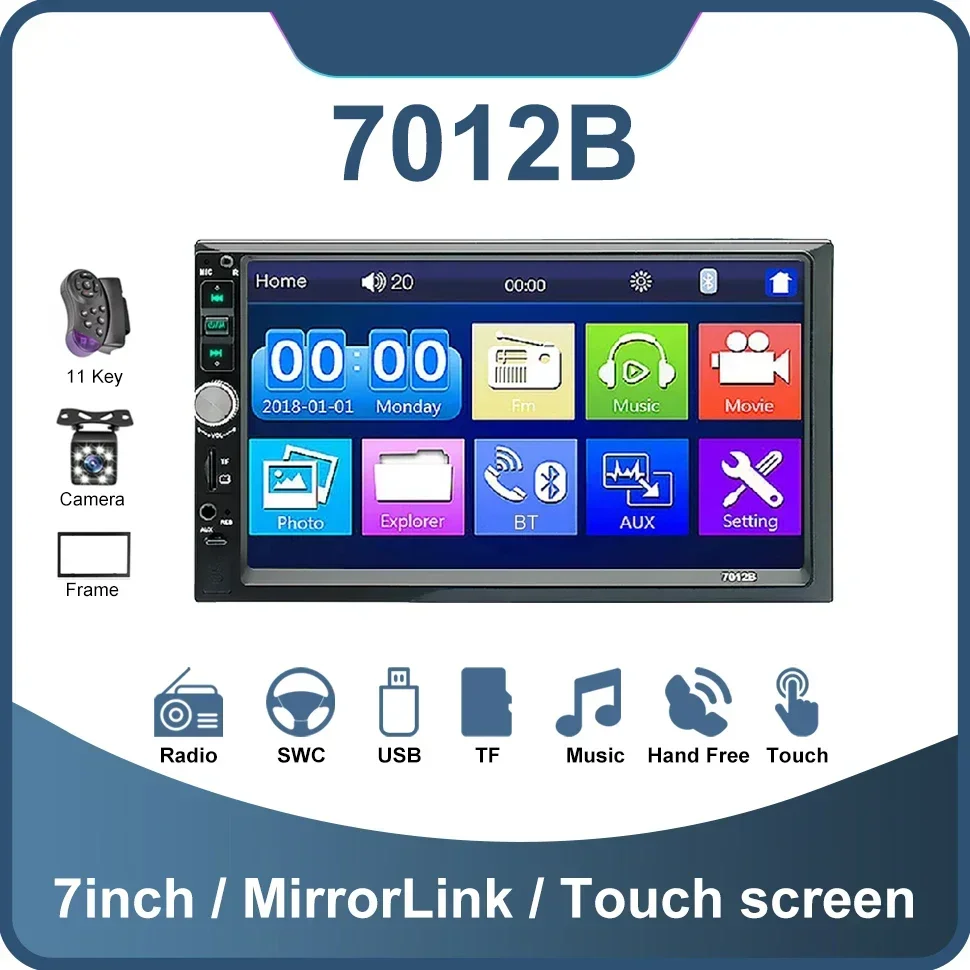 7 Inch 2 Din Car Stereo MP5 Video Player Mirror Lin-k for Universal Car Radio Multimedia Player Car MP5/FM/BT/USB Vehicle Audio