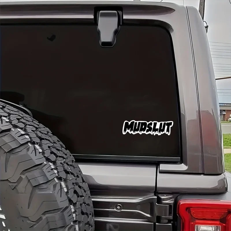 

White Decal for Off - Road Enthusiasts, Ideal for Personalizing Vehicles 1PC Bold "Mudslut" Sticker, Edgy Black
