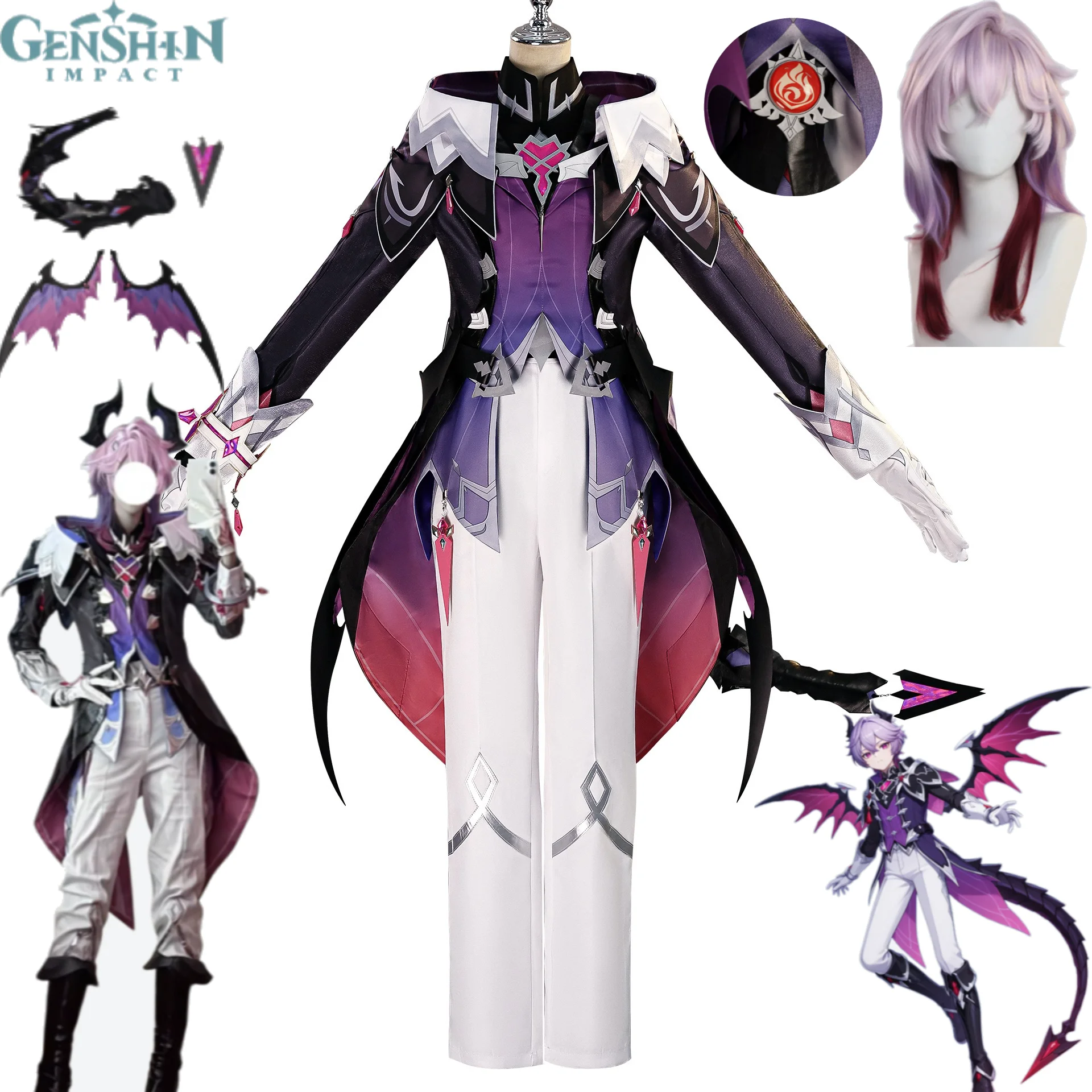

Durin Cosplay Costume Genshin Impact Durin Suits Tail Wings Wig Full Set Halloween Party Roleplay Genshin Impact Durin Outfits