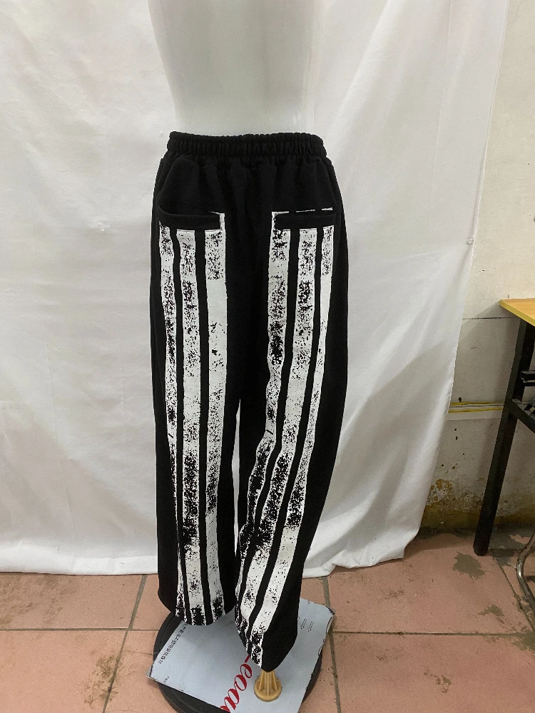 

Retro street pure cotton sweatpants for men and women, autumn and winter street hip-hop casual loose wide leg pants