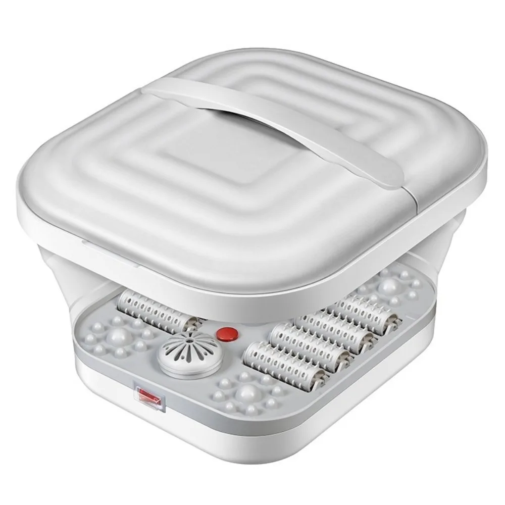 Foldable Foot Massage Tub Temperature Control Massage Rollers Automatic Foot Bath Tub Bubble Red Light Therapy