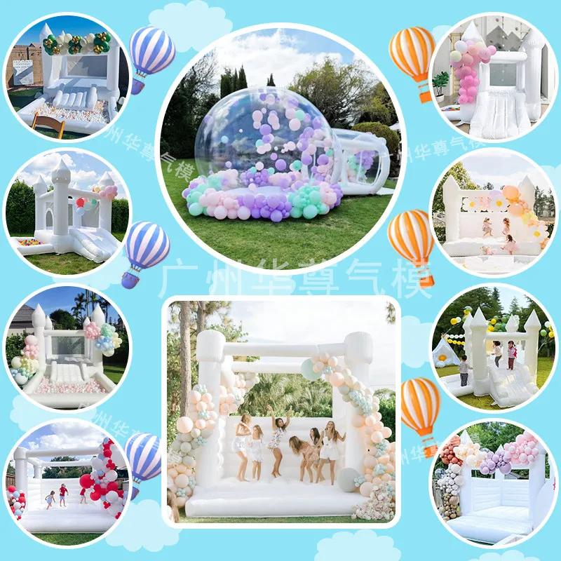 Inflatable White Wedding Jumping Bed European Proposal Birthday Party Castle European Wedding Outdoor Proposal Shooting Props