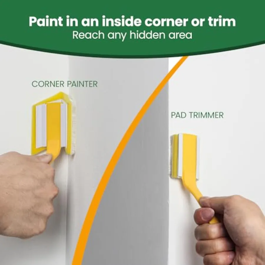 9 Inch Paint Edger Tool Kit with 7 PCS Paint Pad Set for Precision Painting Includes Trim and TouchUp Pads Corner Wall and Ceil