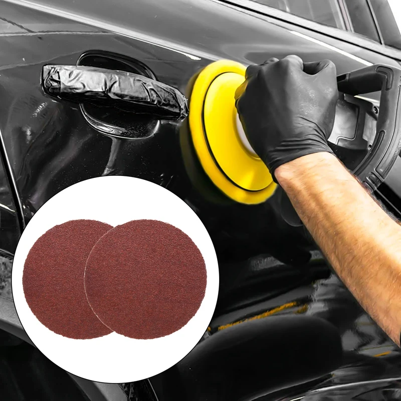 WFF 50 Pcs 2 Inch Sanding Disc 60-180 Grit Hook And Loop For Sander Machine With 1 Pc 2 Inch Drill Shank Backing Pad