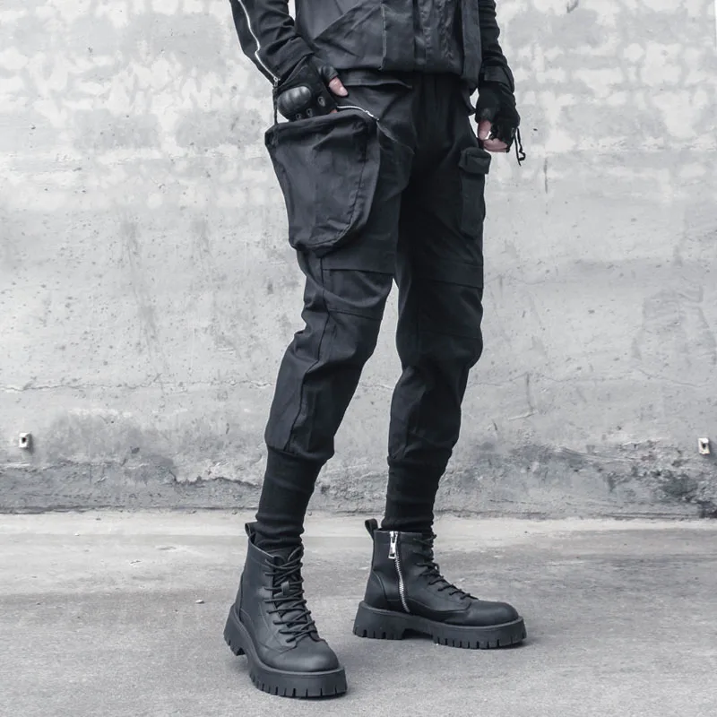 

Dark Summer Small Feet Hair Stylist Men Hip Hop Pants Techwear Pocket Corset Pants Cargo Tactical Boot Pants Hipster