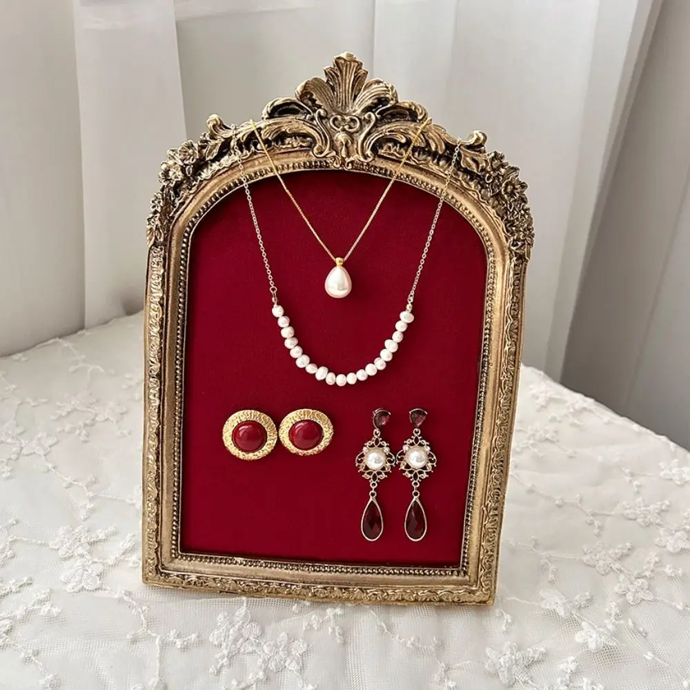 Flower pattern Photo Frame Necklace Stand Vertical Handmade Jewelry Display Bust Model Anti-slip Space Saving