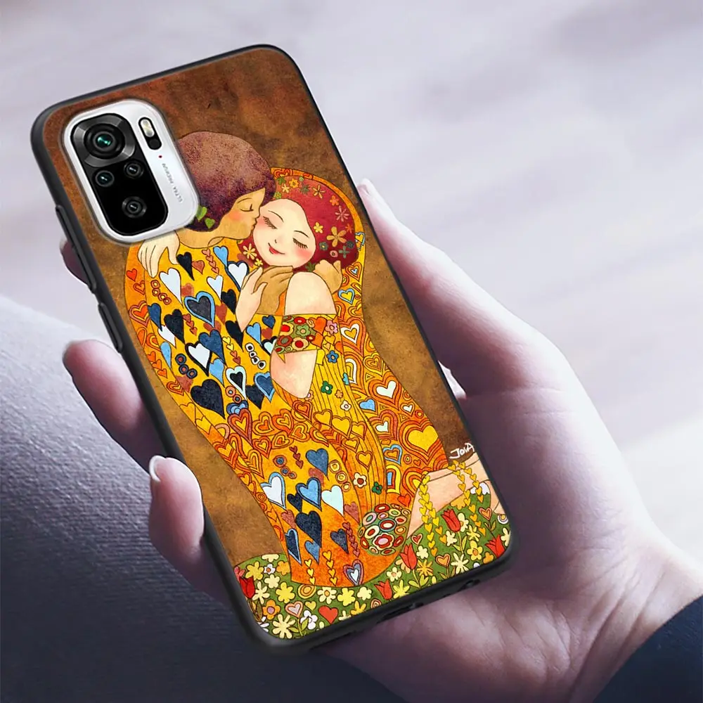 Custodia per Redmi Note 9 9S 9T 10 10S 11 11S 11T 8 8T 7 POCO M4 Pro Cover in Silicone Fundas Kiss by Gustav Klimt Golden Freya Tears