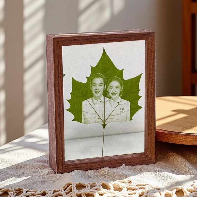 DIY-Ahornblatt-Schnitzerei, Foto-Anpassung, kreatives Geschenk zum Hochzeitstag, Gedenken an Familie und Freunde