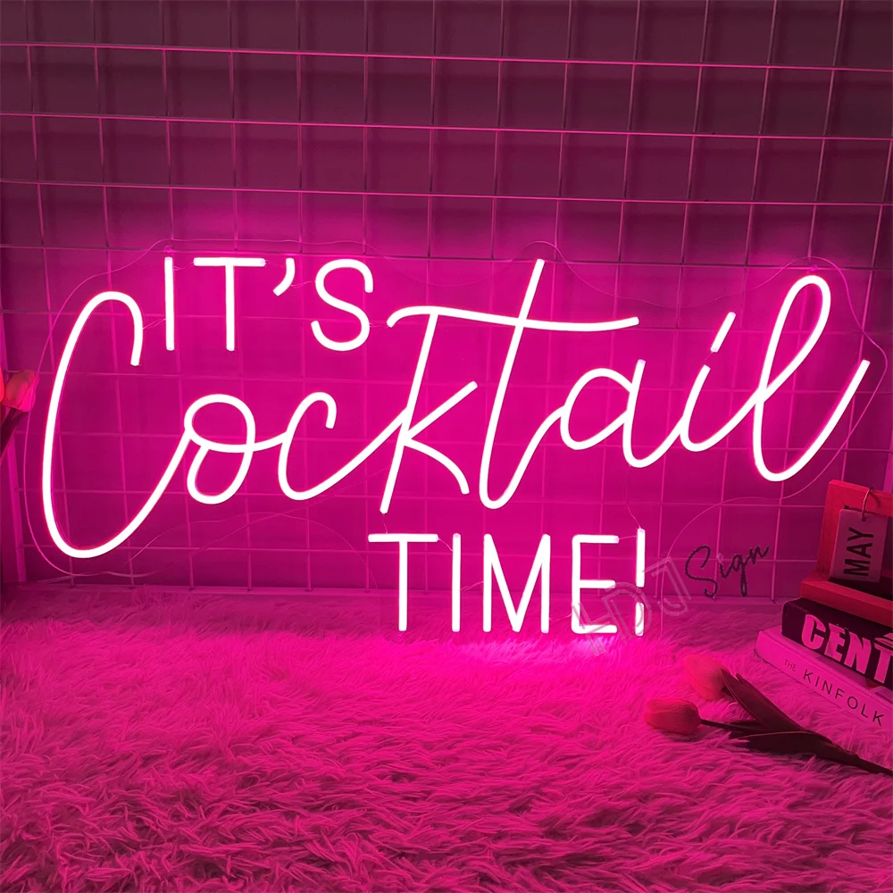 It's Cocktail Time LED Neon Sign Coffee Neon Lights Wall Art Decoration Gitter Bar Light Up Sign Decor Home Party LED Lights