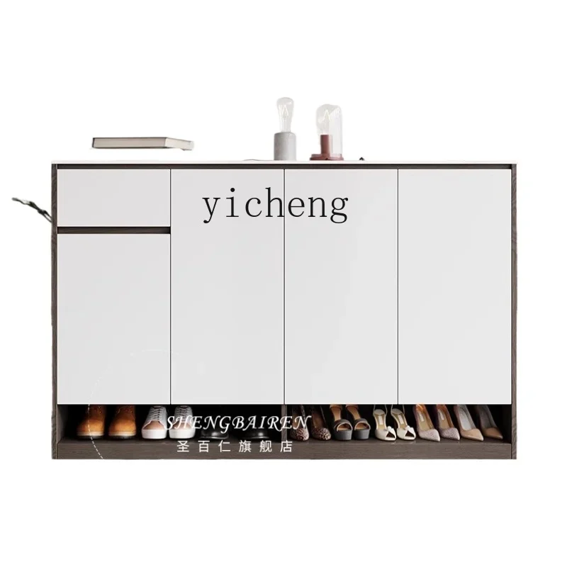 

solid wood rock slab shoe cabinet, indoor high-end home storage cabinet at the door of the home, ultra-thin shoe cabinet