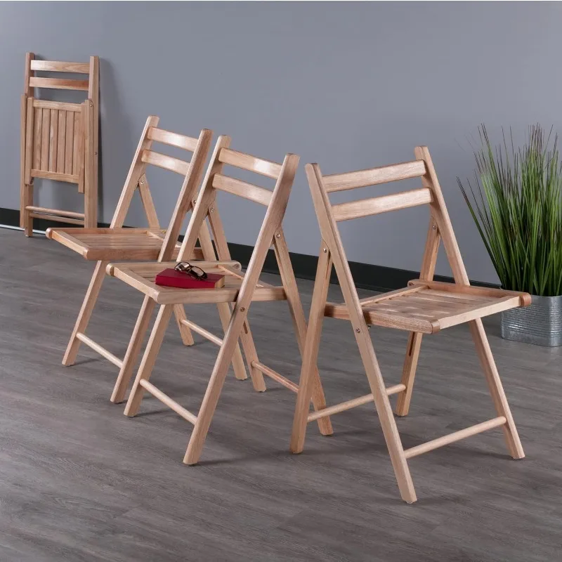 4-PC Folding Chair Set - Parent,Natural Finish, Set of 4, Wood